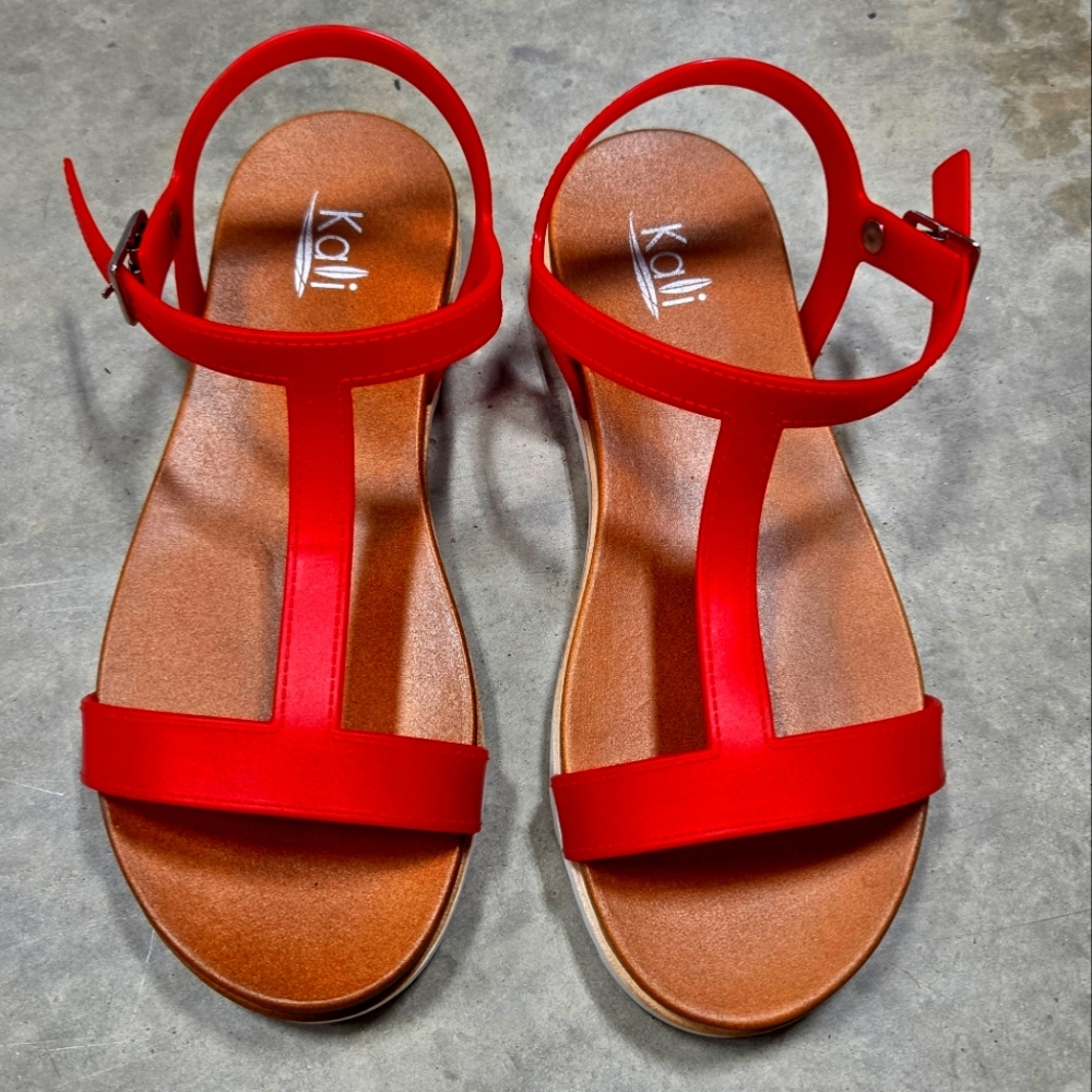 Kali Girl's Red Strappy Sandals. Never worn.